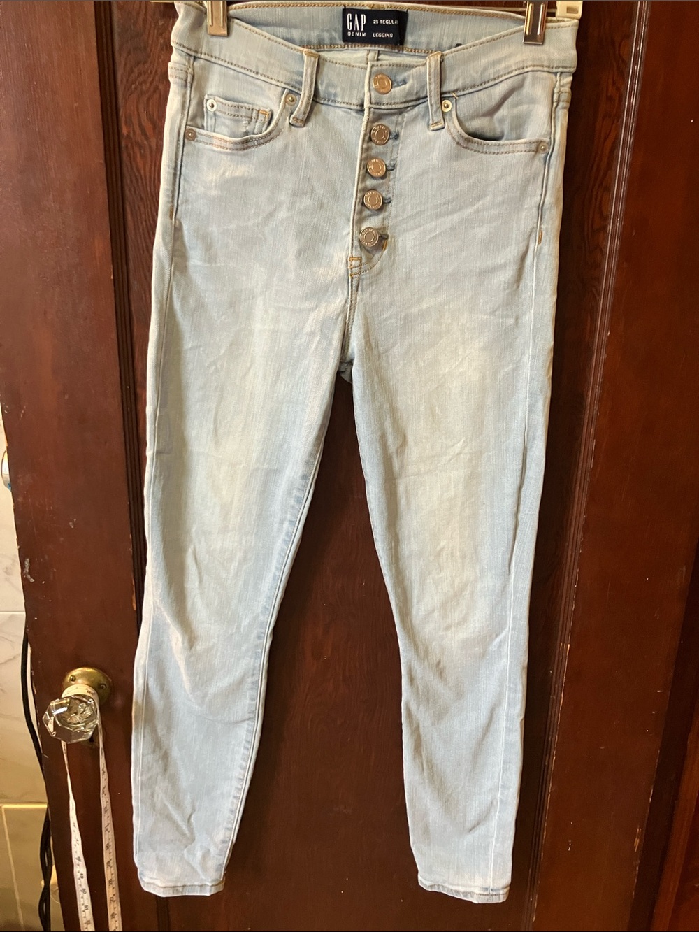 GAP Women's 5 Button Fly Legging  Jeans in Light Blue Wash